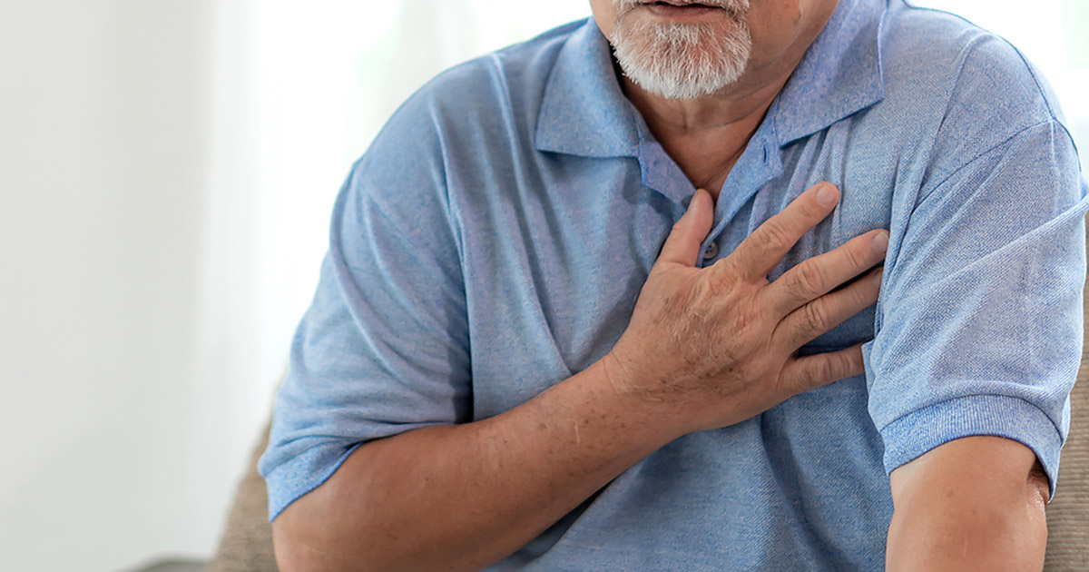 Man struggle with chest pain